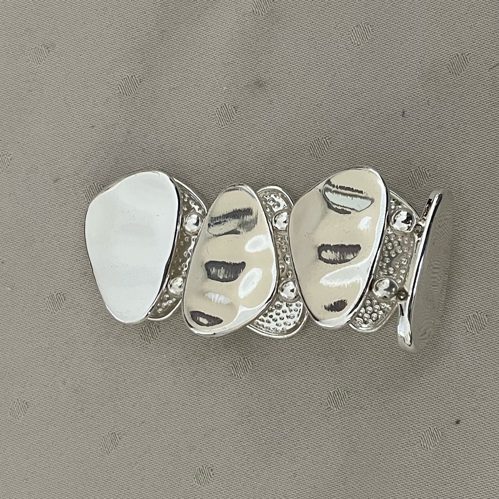 Modern Silver-Tone Abstract Statement Bracelet - image 1